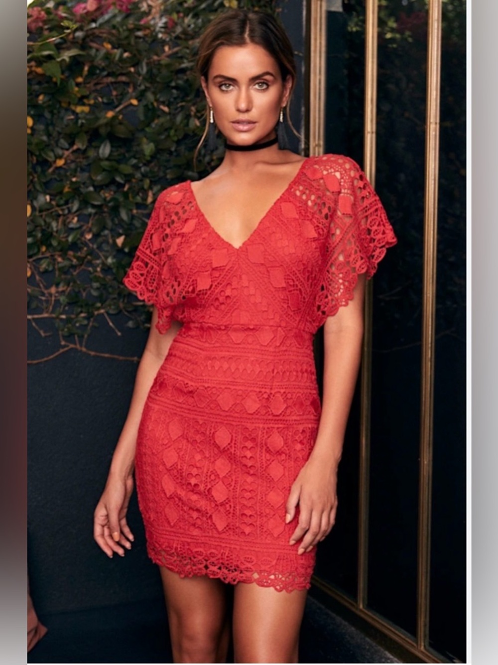 Lulus First Kiss Red Lace Dress Size XS